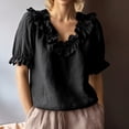 thumbnail image 2 of Yuhangmm Womens T Shirts, Fashion Casual Ruffled Collar Blouse Shirt Top Tunic Tee Lightweight Comfortable Casual Women Summer Black XL, 2 of 4