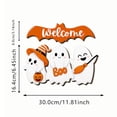 thumbnail image 2 of PSVFUJZ Halloween Door Sign, Wooden Ghost Welcome Sign, Halloween Door Decorations, Front Door Hanging Sign for Indoor Outdoor Home Porch Window Decor White2, 2 of 6