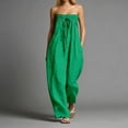 thumbnail image 2 of SONXAHE Womens Strapless Jumpsuit Smocked Tube Top Wide Leg Pocket Daily Bottoms, 2 of 5
