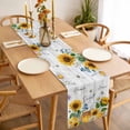 thumbnail image 3 of Table Runner 72 Inches Long for Kitchen Dining, Yellow Sunflowers Dresser Scarf Farmhouse, Dining Table Decorations for Wedding/Parties, Elegant Pastoral Floral Watercolor Wooden 18 x 72 In, 3 of 8