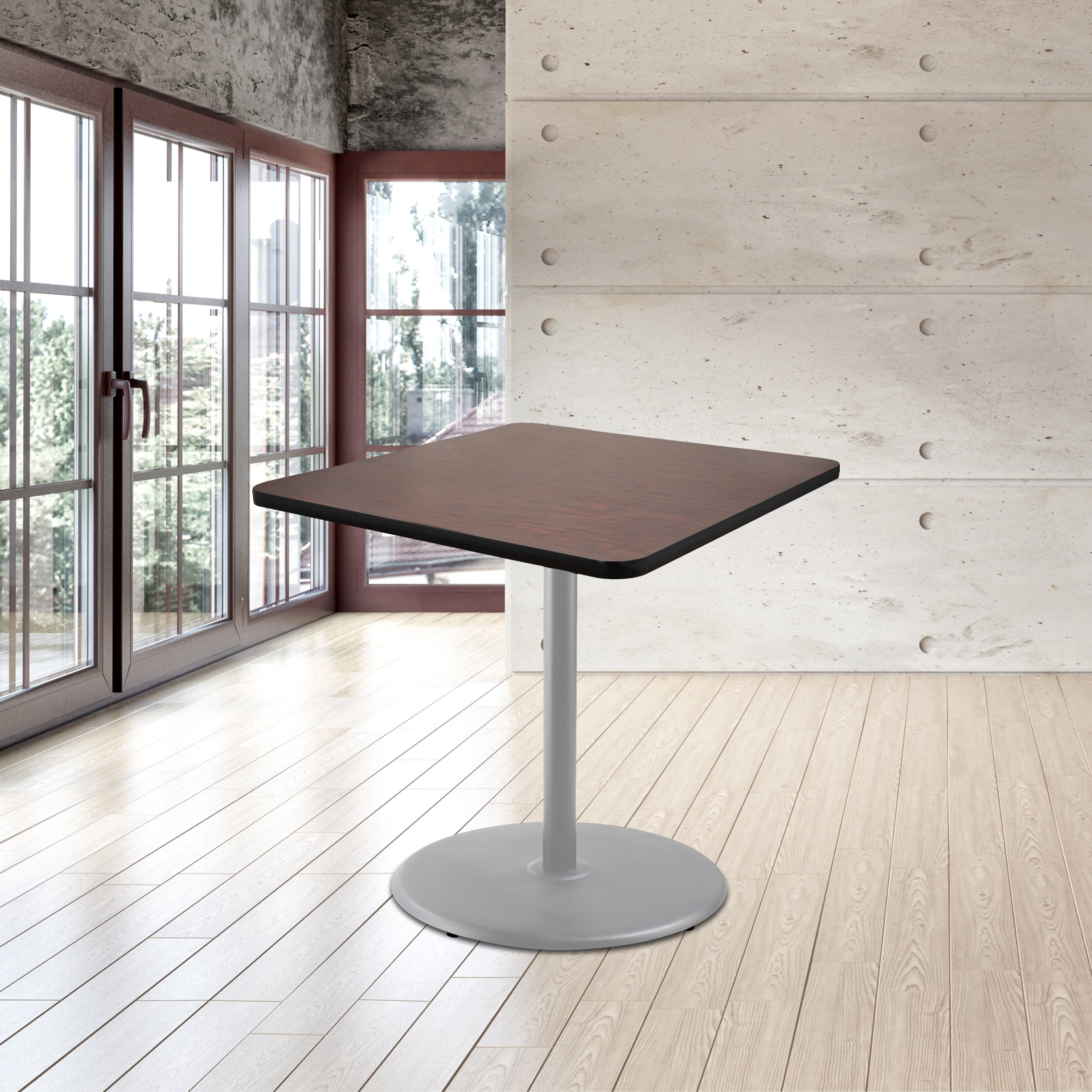 Hampden Furnishings Bennet Collection 36 Inch Cafe Table with Steel Frame and Mahogany Top