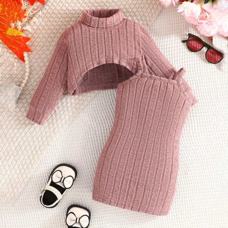 Wdgfv Girls Winter Outfits Sets Knit Sweater Dress With Suspenders Casual Playwear For Baby Toddler 6 Months To 3 Years Fashionable Comfortable Light Pink 2-3 Years - Walmart.com Wdgfv Girls Winter Outfits Sets Knit Sweater Dress With Suspenders Casual Playwear For Baby Toddler 6 Months To 3 Years Fashionable Comfortable Light Pink 2-3 Years - Walmart.com