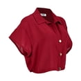 thumbnail image 3 of Blusa George para Mujer, Camisera Boxy, Manga Corta y Elástico en Espalda Vino Talla CH, 3 of 4