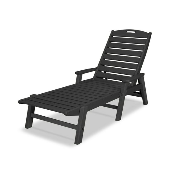 POLYWOOD Nautical Chaise with Arms in Black