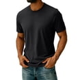 thumbnail image 2 of Afuyipoi Men's Big and Tall Athletic Performance Tee (L-8XL), Short Sleeve Solid Color Round Neck Running Training Top Black Size L, 2 of 8