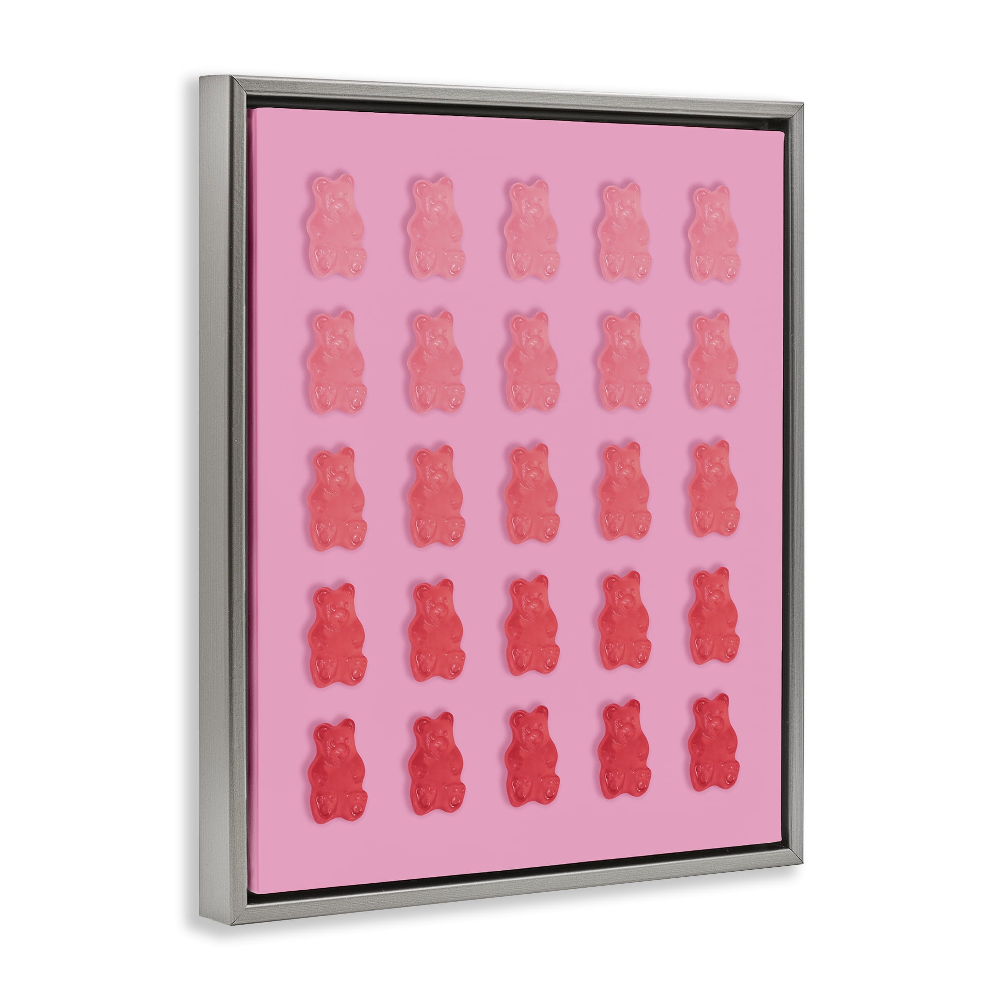 Stupell Industries Sweet Pink Gummy Bears Gray Framed Floater Canvas Wall Art, design by LISH Creative