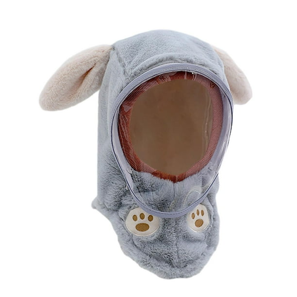 Gorro de invierno para niños, mascarilla facial a prueba de viento con orejas de animales, pañuelo para la cabeza, cubrebocas con capucha Orejas de Conejo Azul