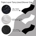 thumbnail image 3 of Gorros de ducha con forro de felpa, gorro de ducha grande de triple capa para mujer, gorros de ducha reutilizables para cabello largo y grueso, gorros de ducha impermeables, lavables y suaves., 3 of 5