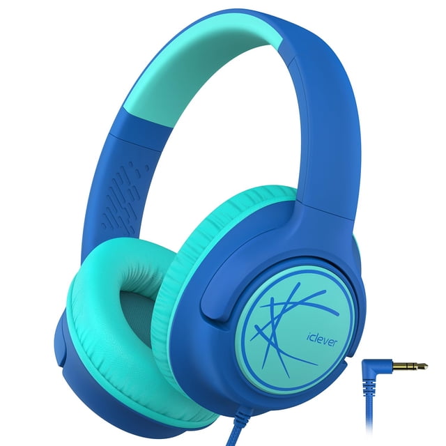 Auriculares iClever Kids HS26 con cable, 85 dBA, volumen seguro, azul