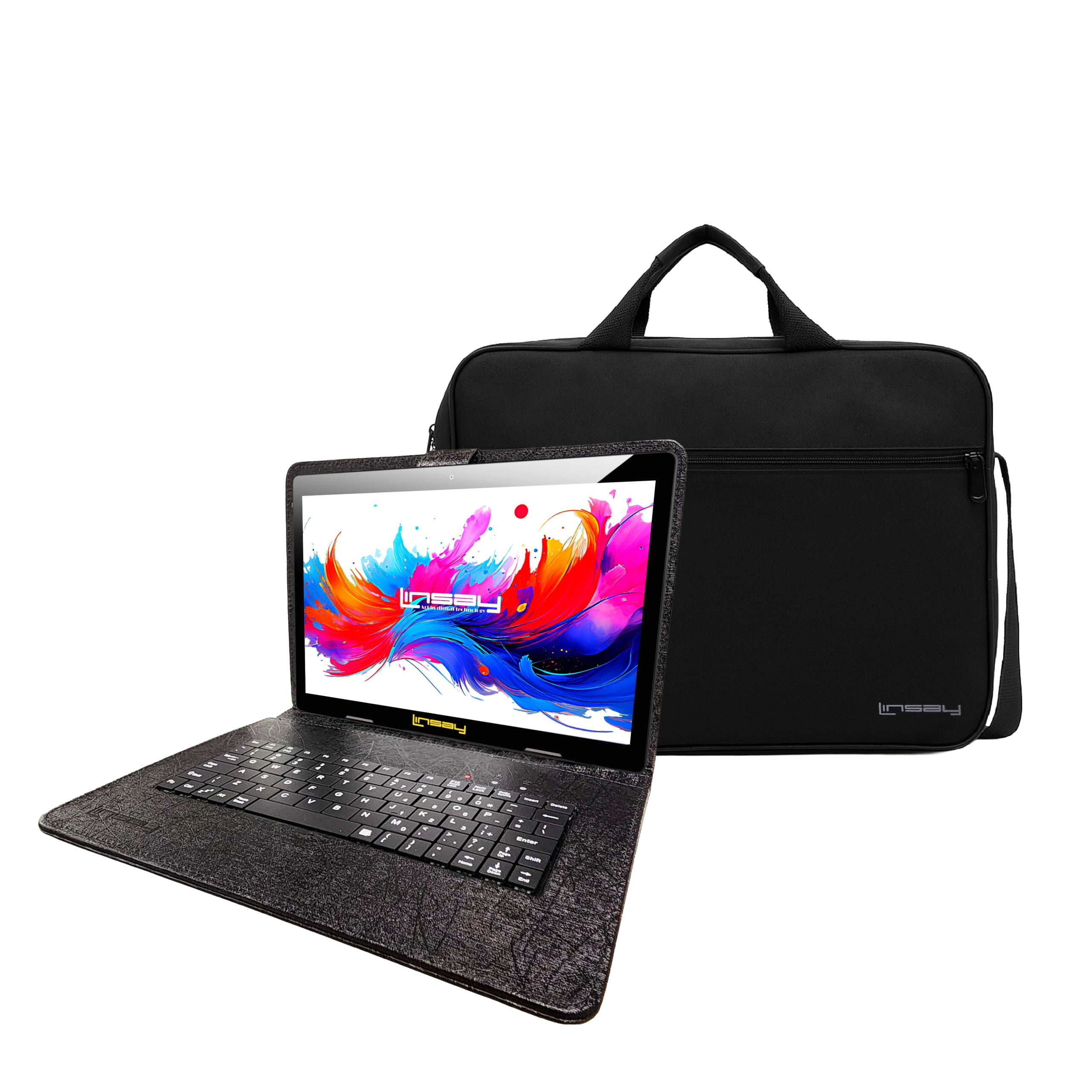 LINSAY 10.1" Octa Core 256GB Storage Android 15 with Unique Oracle Keyboard Case and Tablet Briefcase