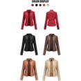 thumbnail image 4 of chamarra de piel para mujer, cuello alto, con cierre, color sólido, 4 of 4