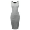 thumbnail image 2 of A2Y Women's Solid Fitted Classic Sleeveless Premium Cotton Midi Dress Heather Grey S, 2 of 5