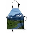 thumbnail image 1 of Idaho Apron, Real Life Scenery Photo Lake Fields and Mountains in Stanley Image, Unisex Kitchen Bib with Adjustable Neck for Cooking Gardening, Adult Size, Emerald and Dark Slate Blue, by Ambesonne, 1 of 4