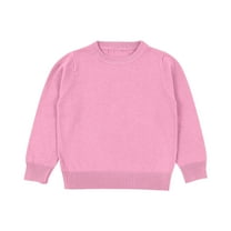 Jalioing Kids Crew Neck Sweaters Lightweight Solid Color Long Sleeve Cotton Knit Tops Fall Winter Casual Sweater Shirts