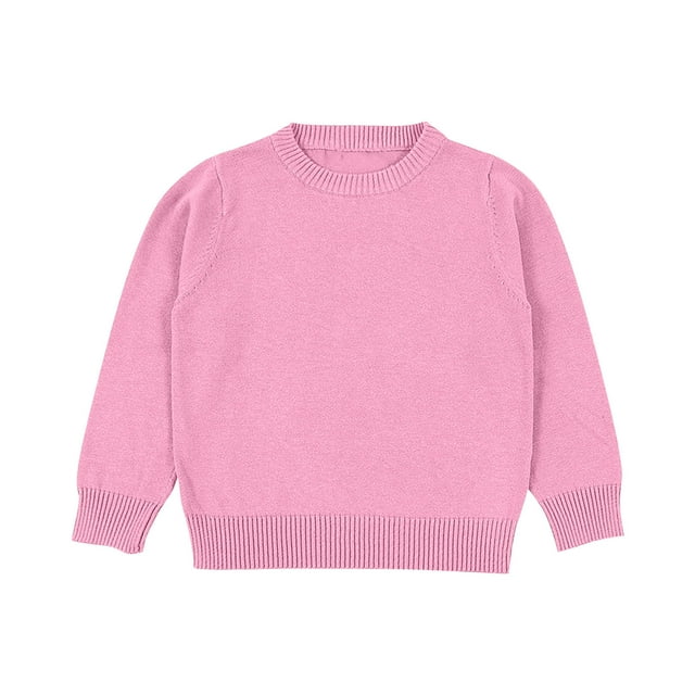 SHTXOZHI Chandails Tricotés pour Filles Tout-Petits Garçons Manches Longues Col Rond Couleur Unie Automne Hiver Hauts