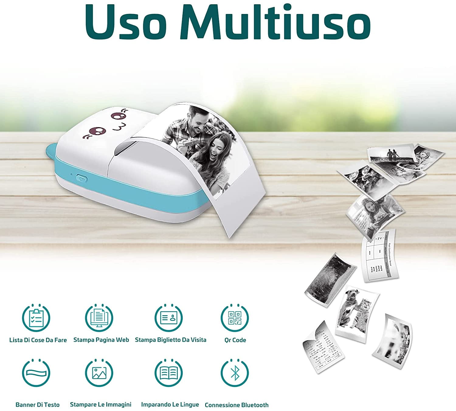 Mini Pocket Printer,Portable Printer for Sticker,Label,Text Memo,Receipt,Photo, Inkless Printing,Gifts for Kids,Wireless Bluetooth Printer Compatible with iOS and Android
