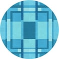 thumbnail image 1 of Ahgly Company Machine Washable Indoor Round Transitional Bright Turquoise Blue Area Rugs, 4' Round, 1 of 7