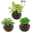 thumbnail image 1 of Maceta redonda mediana marrón de 3 uds., plantas en macetas suculentas, pequeños adornos creativos para interiores, flores artificiales de simulación de flores bonsái, 1 of 5