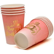 Gift Boutique Happy Birthday Pink and Gold Girl Paper Cups, 9 oz (50 Pack)