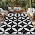 thumbnail image 2 of Black Rhombus Outdoor Rug for Patio/Deck/Porch, Non-Slip Large Area Rug 3 x 5 Ft, Retro Abstract Geometric Pattern Indoor Outdoor Rugs Washable Area Rugs, Reversible Camping Rug Carpet Runner, 2 of 8