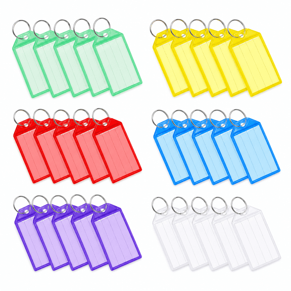 30Pcs Translucent Plastic Key Tags for Visual Key Sorting