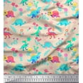 thumbnail image 1 of Soimoi White Rayon Crepe Fabric Aster Flower & Dinosaur Kids Printed Fabric 1 Yard 46 Inch Wide, 1 of 1