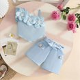 thumbnail image 2 of KPOPLK Toddler Girls Summer Clothes Outfits Set Ruffle Camisole Strap Print Tops and Casual Ruffle Hem Shorts Girls Clothing 2pcs for 12 Months to 5 Years(18-24 Months,Sky Blue), 2 of 9