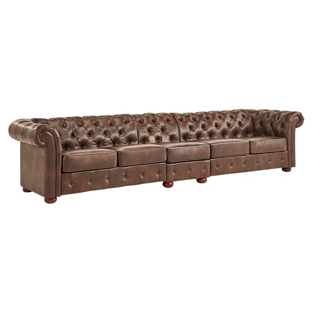 Humblenest Homestead 5 Seat Tufted Bonded Leather Sectional Sofa Walmart Com Walmart Com