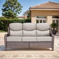 thumbnail image 7 of Giantfurnni Luxury Outdoor Furniture High Back Patio Sofa, Oversized 3-Seater Couch with 6'' Thick Cushions, Ideal for Porch, Poolside, Deck, Yard, Brown Wicker Beige Cushions, 7 of 7