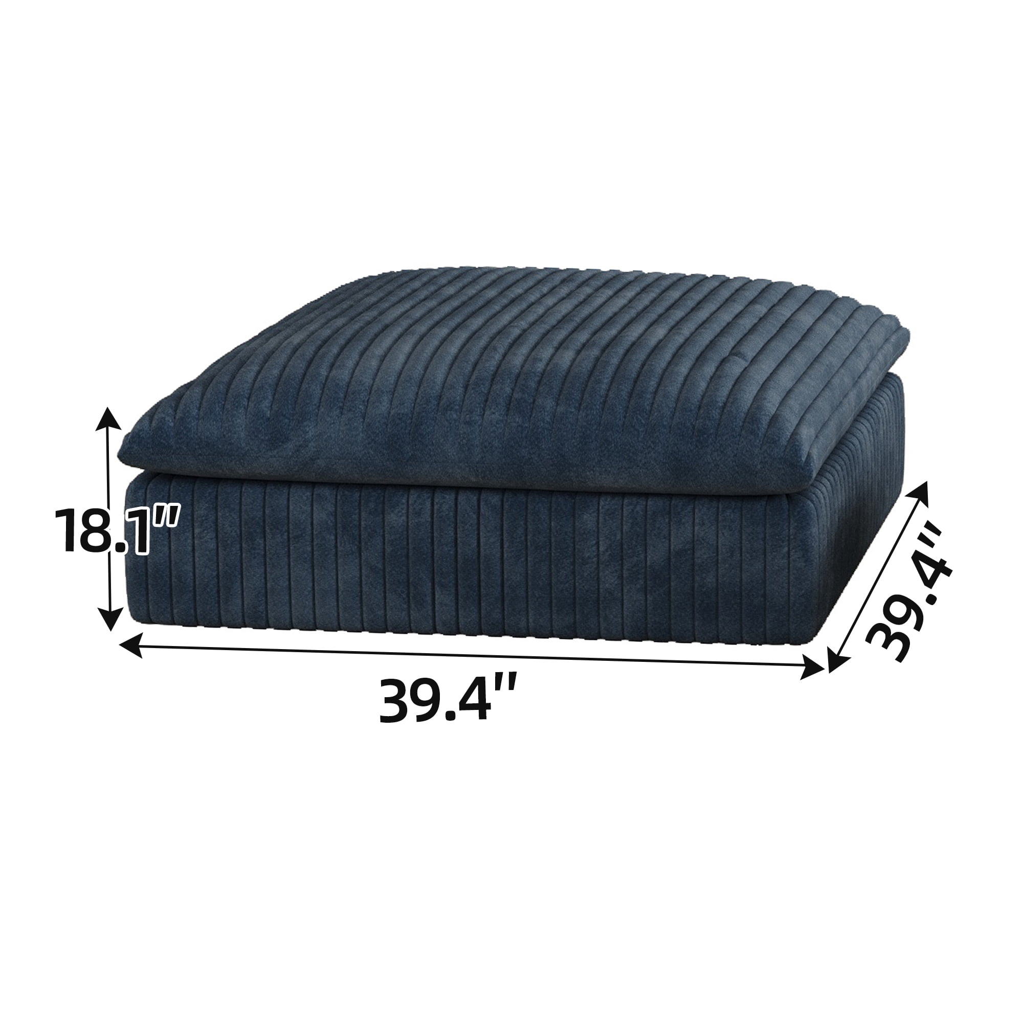 MAYEERTY Cloud Sofa Blue Corduroy Deep Seat Double-Layer Removable Cushion No Assembly Multi-Rooms