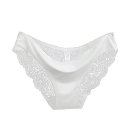 

MRULIC lingerie for women Women lace Panties Seamless Cotton Panty Hollow briefs Underwear White + L