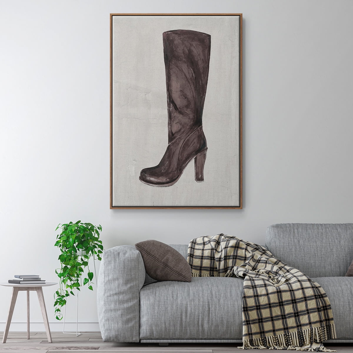 The Shoe Fits III V1 Framed Premium Gallery Wrapped Canvas - Ready to Hang - 27 x 41 - Walnut Floating Frame
