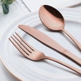 thumbnail image 3 of Copper Silverware Flatware Set, 20 Piece Stainless Steel Cutlery Set for 4, Mirror Finish, Ideal for Home Hotel Wedding Festival Party, Dishwasher Safe, 3 of 7
