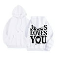 thumbnail image 2 of Christian Hoodies for Women 2025 Jesus Loves You Cute Y2K Graphic Hoodie with Pockets Hooded Sweatshirt Women Pullover, 2 of 7