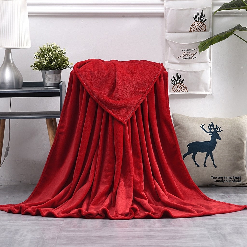 Towels ECKYADAM Super Soft Warm Solid Warm Plush Fleece Blanket Throw Rug Sofa Bedding