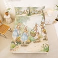 thumbnail image 5 of Erosebridal Kawaii Rabbit Bunny Bed Sheets,Rustic Farmhouse Flowers Kids King Sheets For Girls 4-Piece, 5 of 6