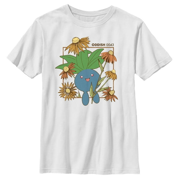 Boy's Pokemon Sunflower Oddish  Graphic Tee White Large