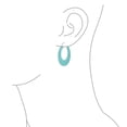 thumbnail image 4 of Bling Jewelry Womens Wide Flat Black Blue Turquoise Gemstone Hoop Huggie Earrings Sterling Silver, 4 of 6