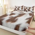 thumbnail image 3 of Manfei Country Carrle Hide Full Size Sheets,Rustic Western Farmhouse Bed Sheets,Brown White Sheet Sets For Kids,Breathable Home Decor,4-Piece, 3 of 7
