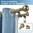 thumbnail image 3 of Urbanest Adjustable Double Curtain Rod Set Metal with Decorative Ball Finials, Heavy-Duty, 48"-84", Antique Gold, 3 of 7