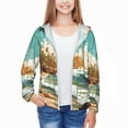 Cauagu Coastal Palm Beach Print Sun Protection Jacket for Teen,Full