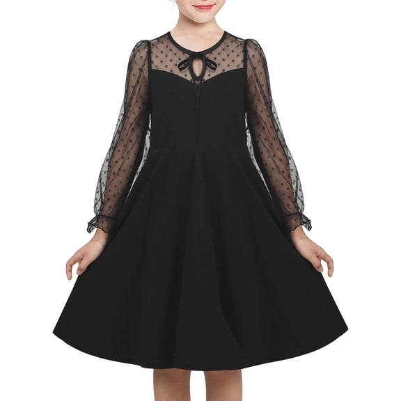 Sunny Fashion Girls Dress Black Lace A Line Mesh Formal Party Birthday Special Occasion 12 Years