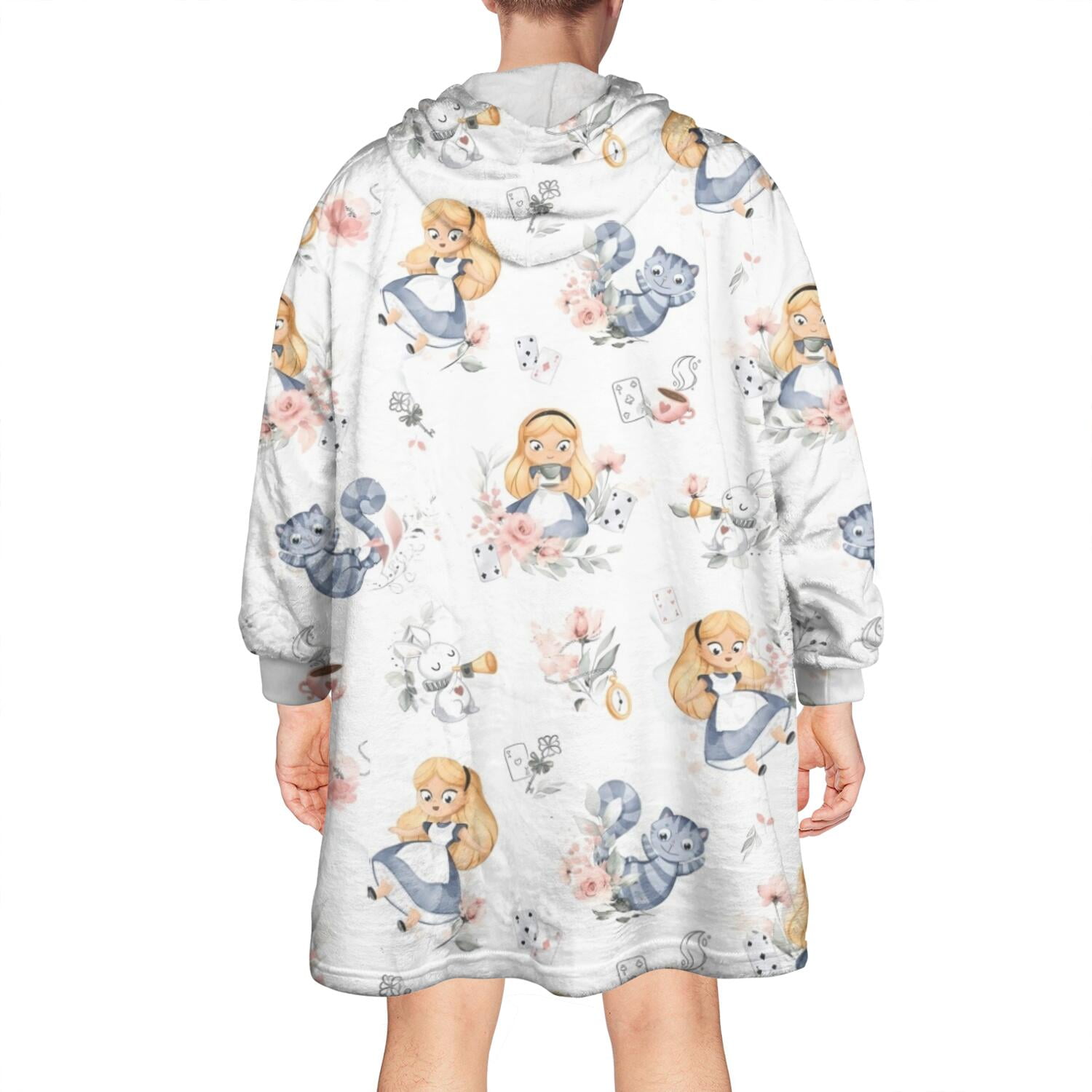 Wearable Oversized Blanket,Princess and Cat Pattern Wearable Blanket Hoodie for Adults,Cozy Hooded Blankets with Super Pockets,Super Warm Fuzzy Pullover for Women & Men