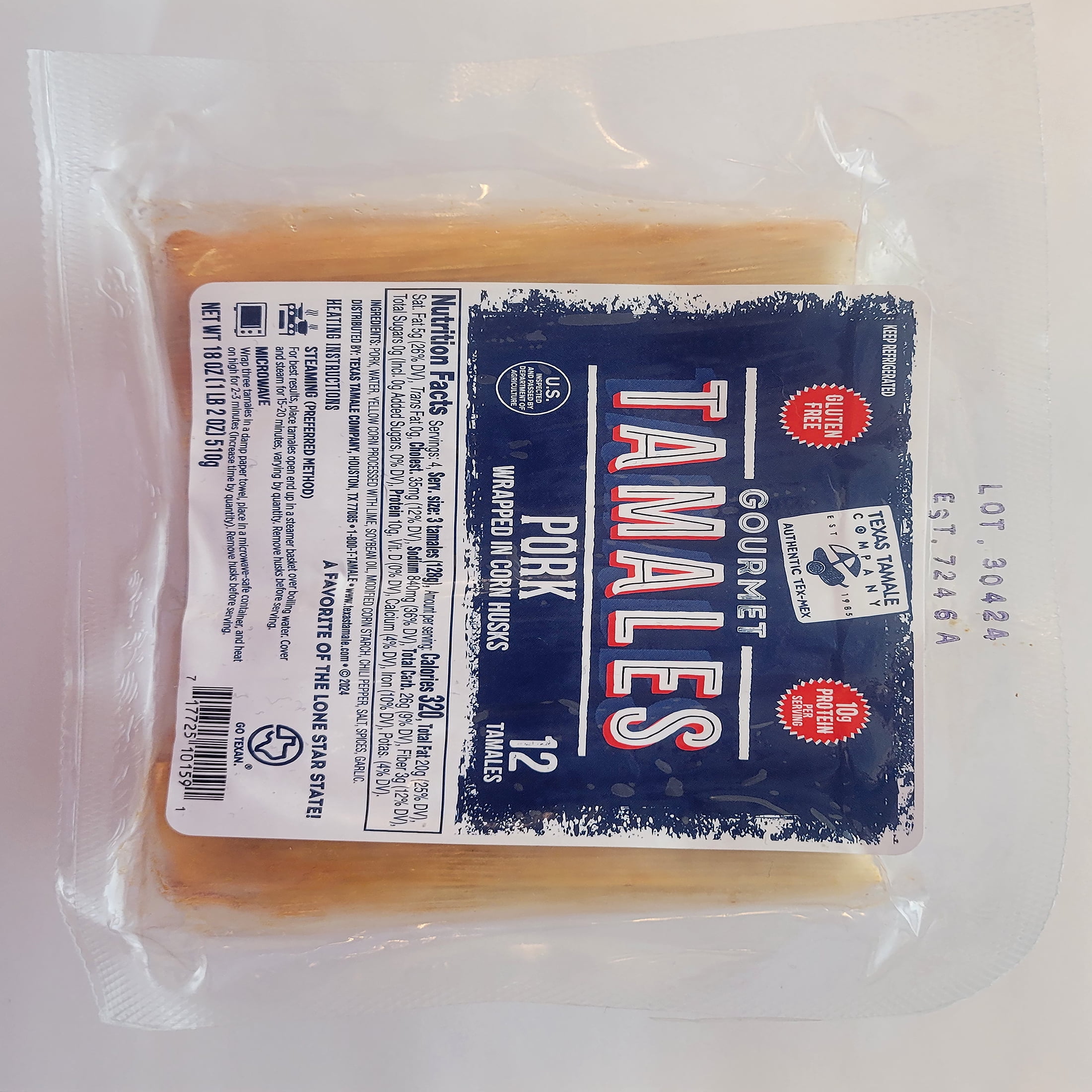 Texas Tamale Pork Tamales Refrigerated