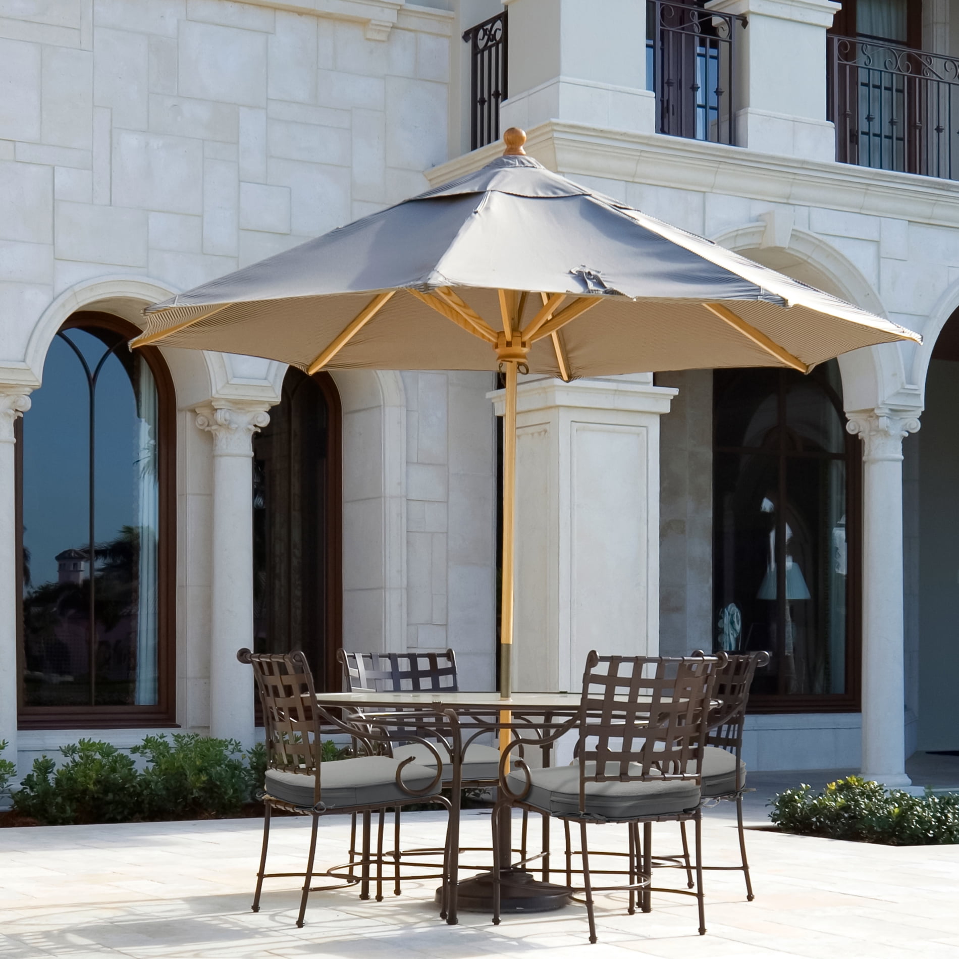 Aoodor Outdoor Chair Pads, 20"W x 19"D Patio Seat Cushion Set of 2, Fade-Resistant Polyester, Gray