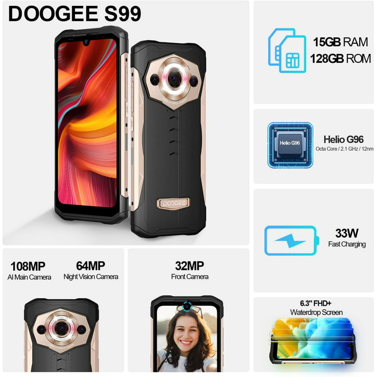 Doogee S96 Pro IP68 Waterproof Rugged Smartphone 8GB+128GB Infrared Night  Vision