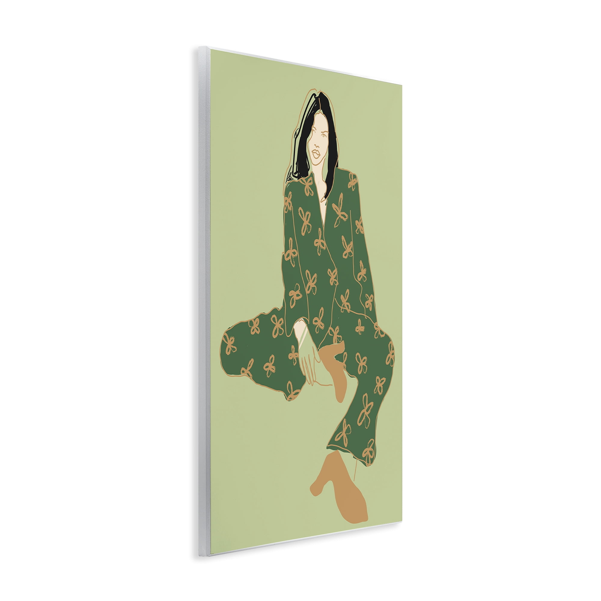 Stupell Industries Stylish Girl Sitting Novelty Painting Unframed Art Print Wall Art, 13 x 19