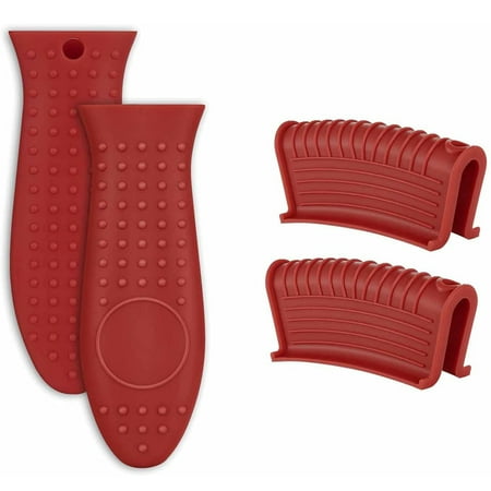 

Silicone Hot Handle Holder Cover Set Assist Pan Handle Sleeve Pot Holders Cast Iron Skillets Handles Grip Covers Non-Slip Heat Resistant for Griddles Metal Frying Pans Aluminum Cookware Red