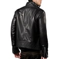thumbnail image 2 of Mens Leather Jacket Slim Fit Biker Motorcycle Genuine Lambskin Black Jacket Coat A839, 2 of 3