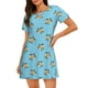 thumbnail image 1 of Fotbe Sea Turtle Bata de Dormir para Mujer con Estampado, Camisón de Algodón de Manga Corta, Ropa de Dormir Casual, 1 of 6